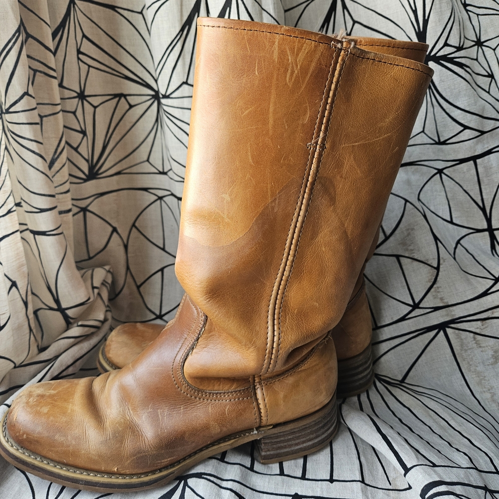 Brown Leather Mid-Calf Boots
